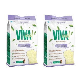 Kit Areia Viva Verde Biodegradável - Grãos Finos (Limpeza Plena) 8 Kg(2Unid) - Super Premium para gatos