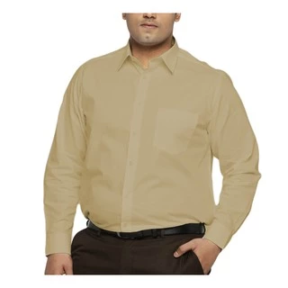 Camisa Social Masculina 100% Microfibra Manga Longa Plus Size Extra Grande Bege Clara Bom Pano