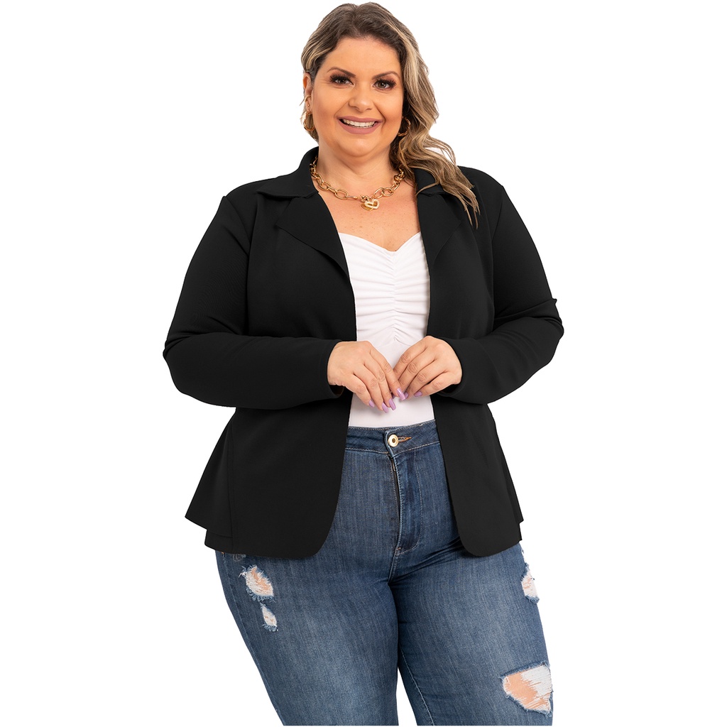 Blazer Plus Size Clássico Chumbo 001758 - PlusMan Brasil