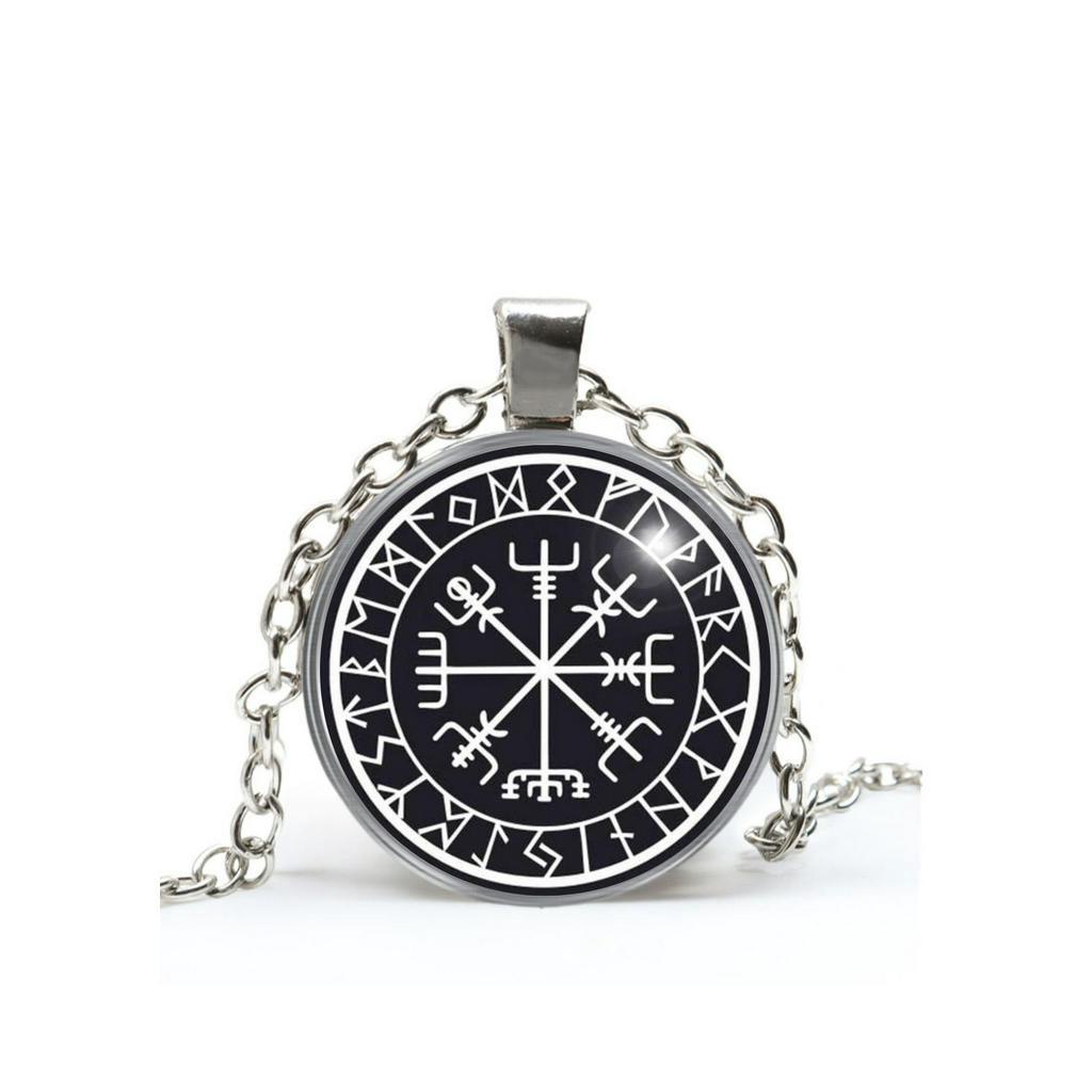 Ciondolo A Forma Di Punta Di Freccia E Vegvisir Su Collana In Pelle Nera - Italia - Foto 12