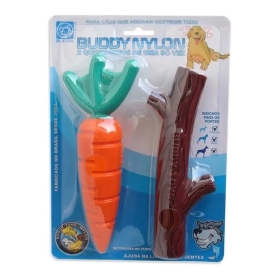 Mordedores Buddy Toys Queridinhos Nylon - Cenoura E Graveto