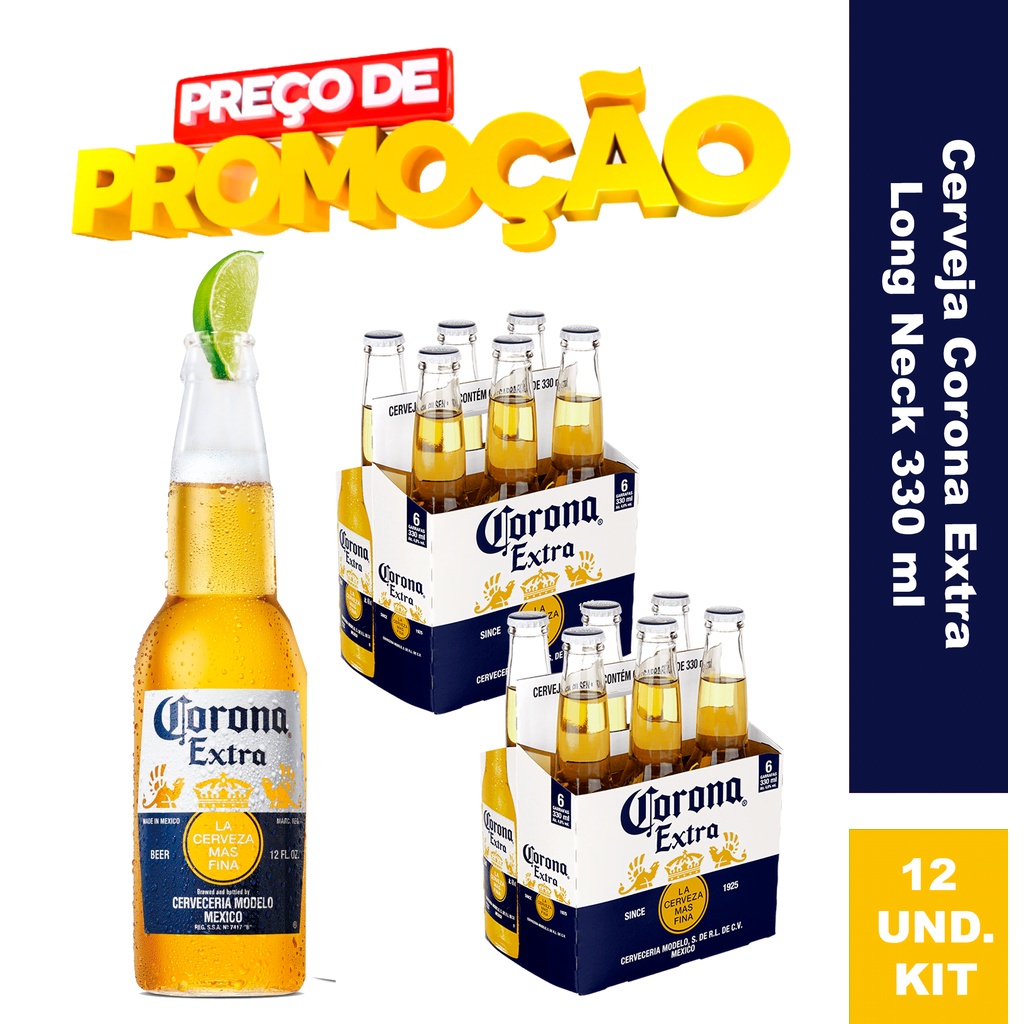 Cerveja Corona Extra Long Neck 330 ml C/12 Shopee Brasil