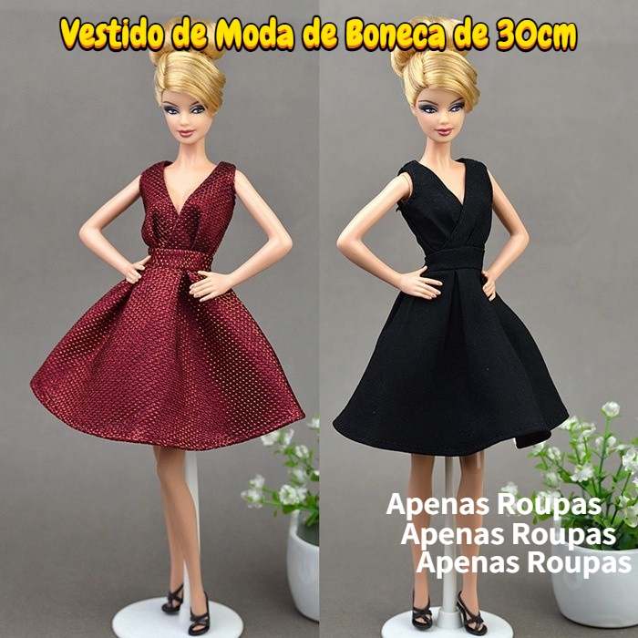 Compra online de Vestido pequeno preto para boneca barbie, sexy, um ombro,  vestidos de noite, roupas para bonecas 1/6 bjd, acessórios