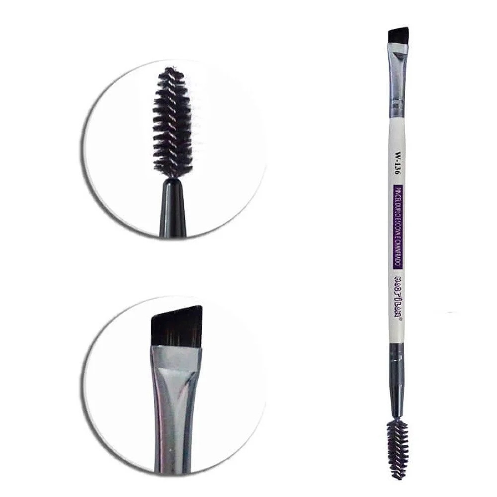 Pincel Duplo Chanfrado e Escova Para Sobrancelha e Delineado | Shopee ...