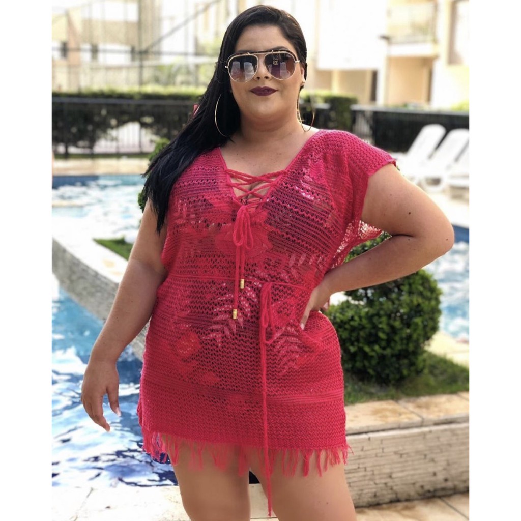 Saida de praia plus size 2024 de croche