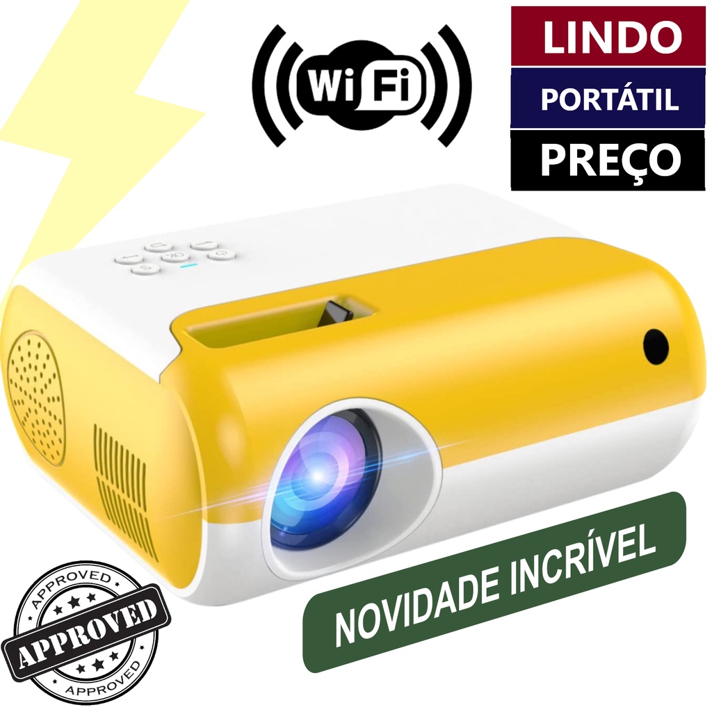 Mini Projetor LED com Espelhamento Celular Wireless Wifi P80 2800 lumens
