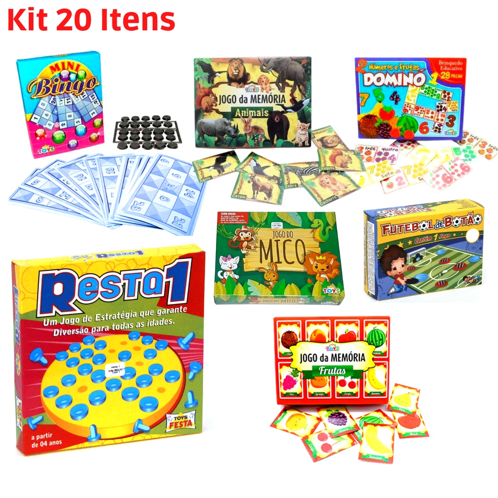 Brinquedos Jogos Infantil Kit 20 Itens Brinquedo Educativo Dia Das Crianças  Manino Menina Jogos Infantil