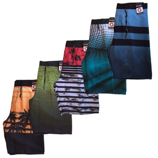 Kit Com 05 Bermuda Masculina Estampada Adulto Tactel Praia Verão Academia