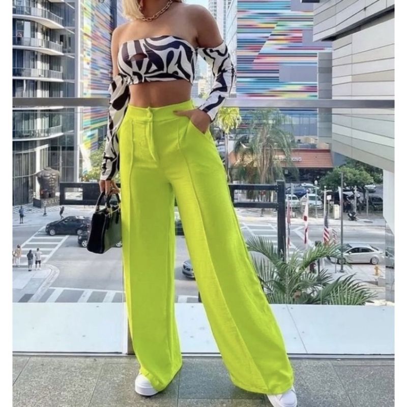 Calça Pantalona Tecido Duna Maravilhosa com elastano cintura# 08