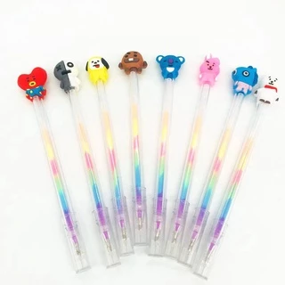 8pcs/Conjunto KPOP BTS BT21 Canetas Gel Coloridas Criativas Kawaii 0.7mm Glitter Kid's DIY Pintura Caneta Para Escrita Material Escolar Menino Menina Papelaria Presente