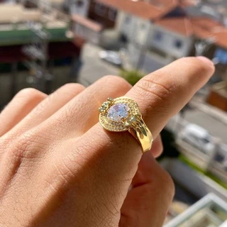 Anel Masculino de Ouro Pata De Tigre Banhado a Ouro 24k Anel Cravejado Dedeira em Oferta na Shopee