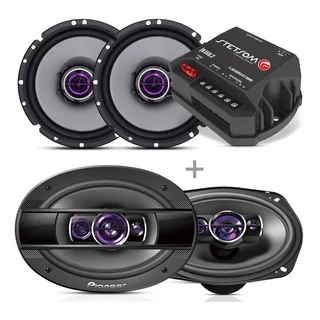 Kit Auto Falantes Pioneer 6 Polegadas + Boca 6x9 400w Pmpo 69 + Modulo Stetsom