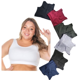 Kit 3 Top Plus Size Feminino Cropeed G1 G2 G3 G4 Modelo Curve