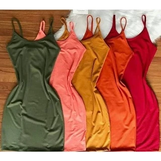 Kit 5 Vestidos Feminino Canelado Alcinha Curto