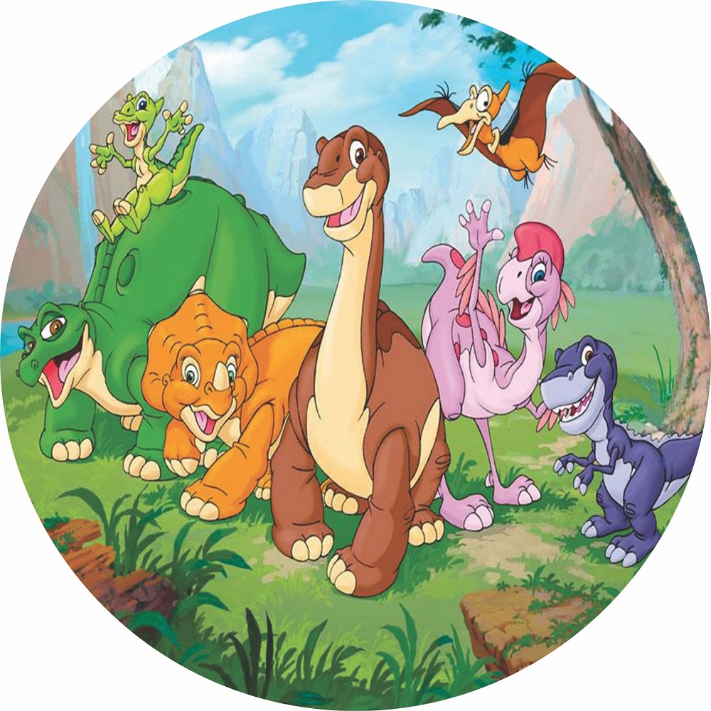 Painel Dinossauro Baby Cute Redondo medindo 1,00x1,00 - Lona