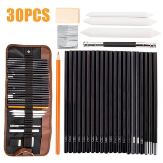 Kit 30 Lápis Sketching Desenho Grafite Carvão Artísticos