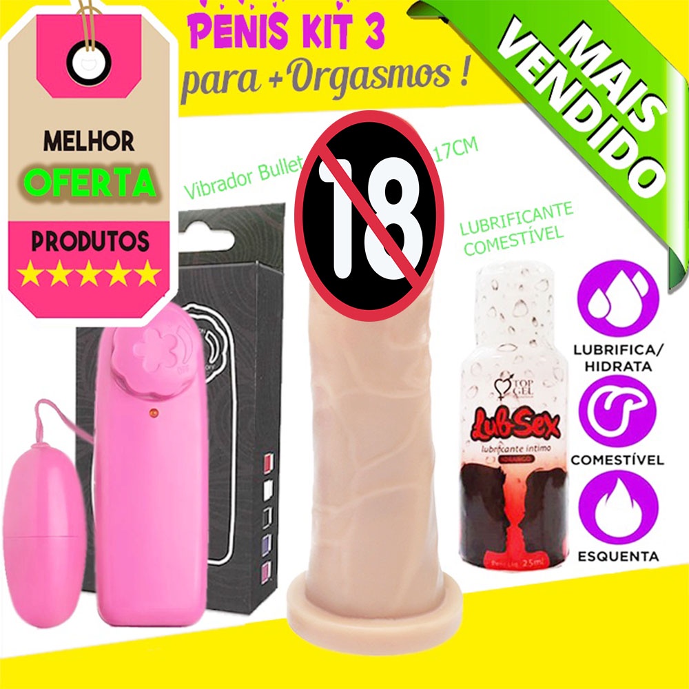 Kit Sex Shop Com Penis Consolo Vibrador Bullet e Lubrificante Íntimo  Beijável pau de borracha pênis