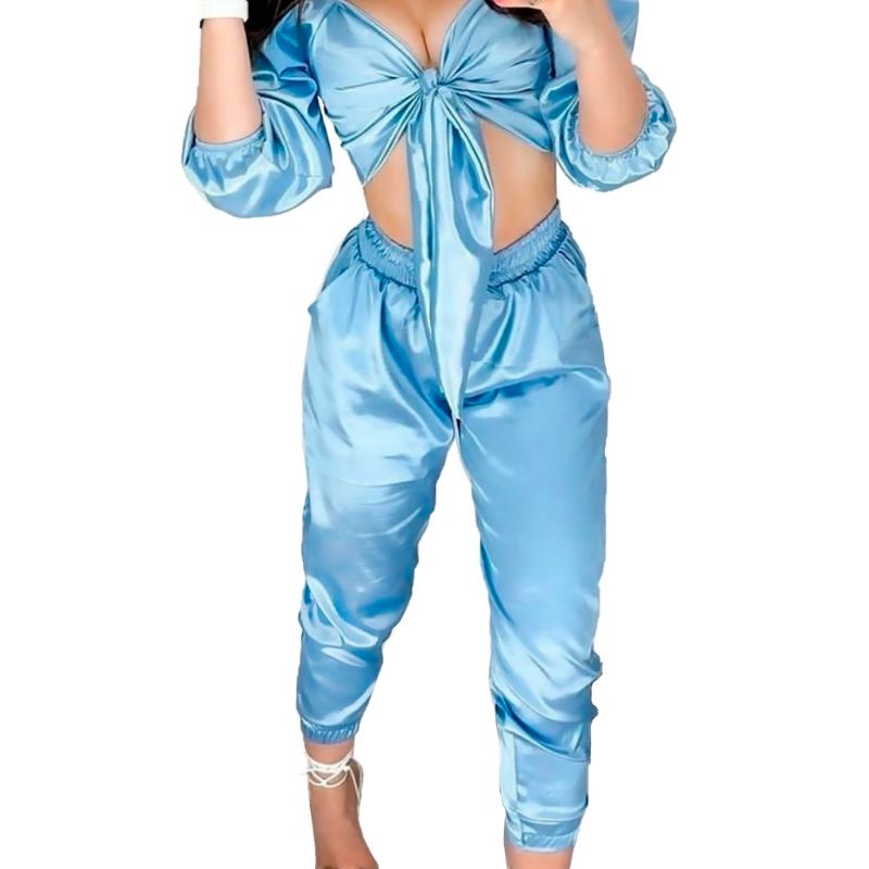 Calça de Cetim Jogger Gringa cargo look balada roupa festa show