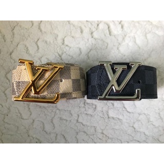 Cinto Louis Vuitton Original Xadrez com Fivela Dourada