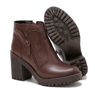 Bota Coturno Feminino 100% Couro Legitimo Zíper