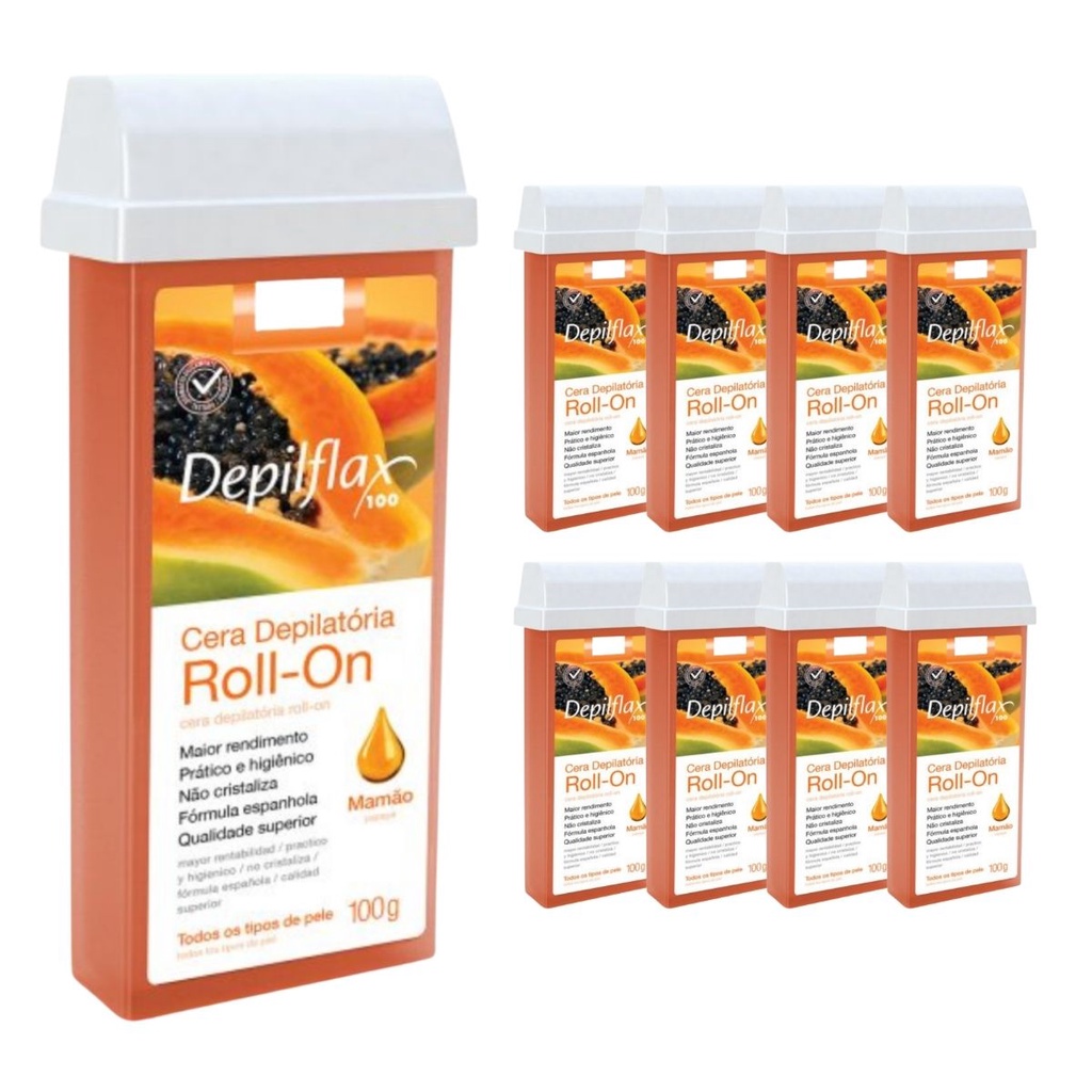 Kit 8 Un Refil Cera Depilatória Roll On Facial Rosto Termocera Suave ...