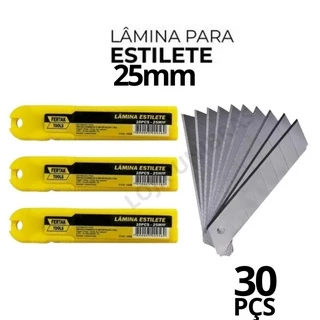 30 Lâminas Para Estilete Largo De 25mm Profissional Auto Rendimento Fertak