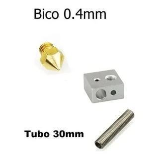 Bloco Aquecedor V5 Hotend + Bico 0.4mm Reprap Impressora 3d