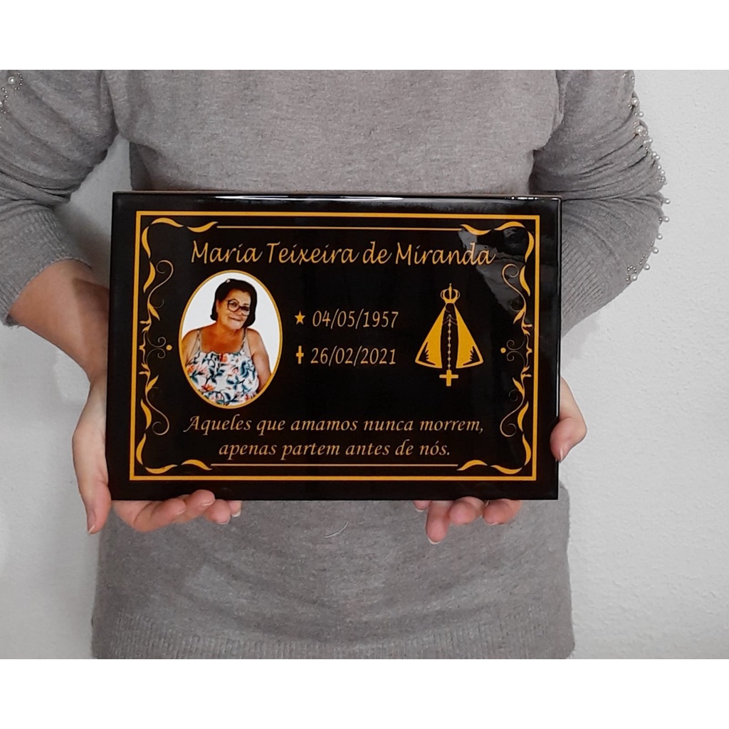 lápide para túmulo 20x30 cm, placa para jazigo, lápide de cerâmica, cemitério