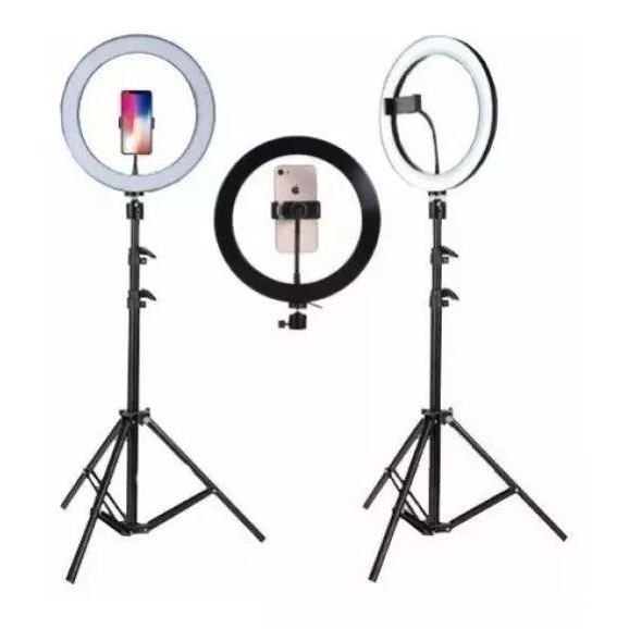 Kit Completo Ring Light 10 Polegadas 26 Centimetros Com Tripé De 2 Metros E Suporte Celular