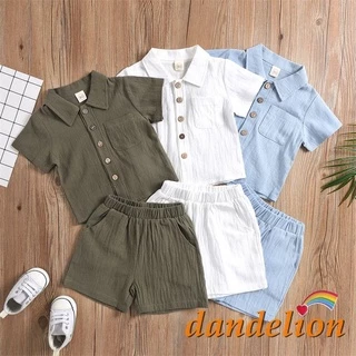 DANDELION-6 Meses-4 Anos/Roupa Infantil menino Masculina De Cor Lisa Lapela De Manga Curta + Short conjunto