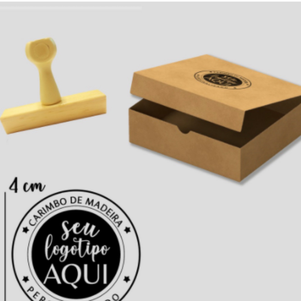Carimbo de Madeira PERSONALIZADO 4x4 - Ideal para embalagens | Shopee ...