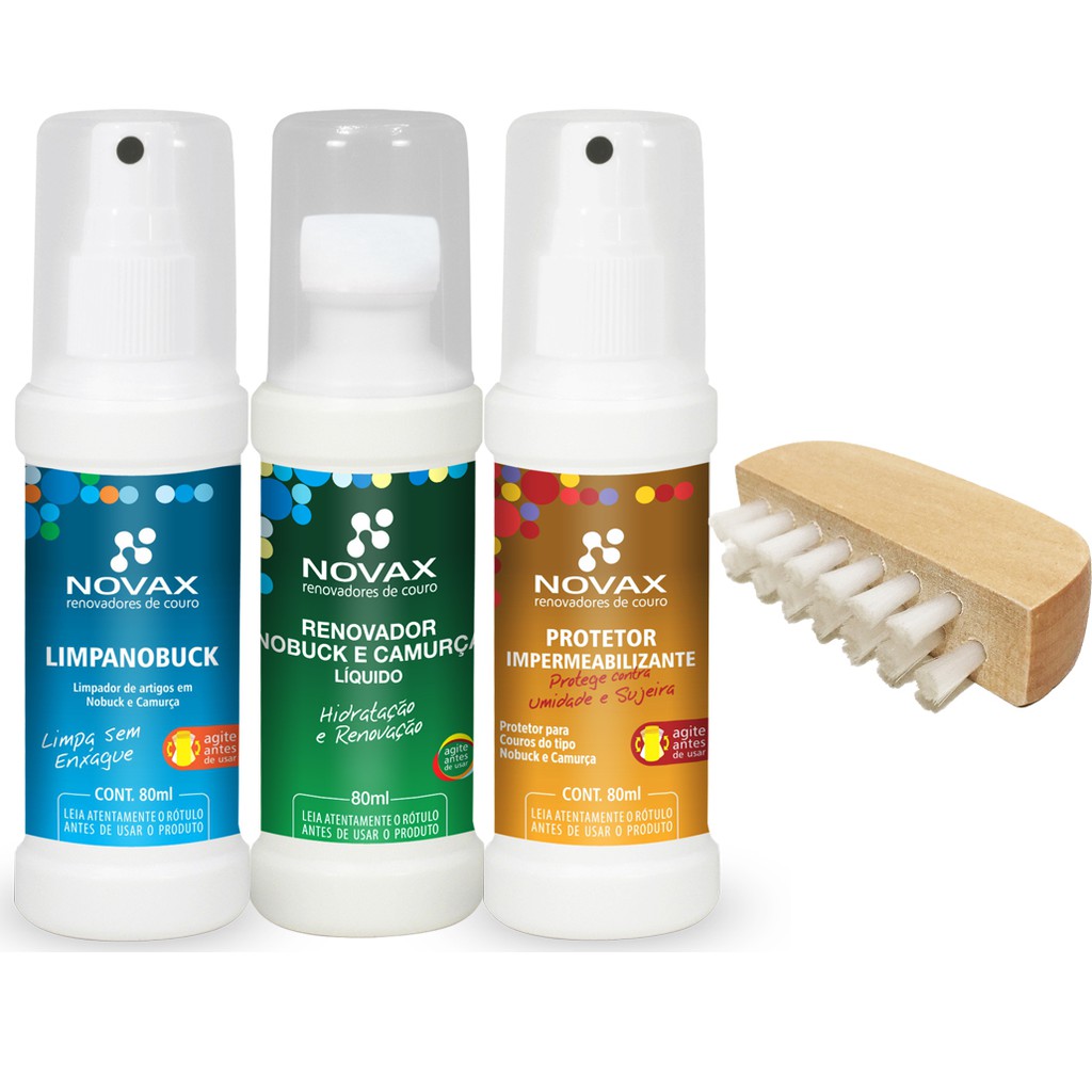 Kit Limpanobuck + Renovador Nobuck + Protetor Impermeabilizante + Escova 80ml