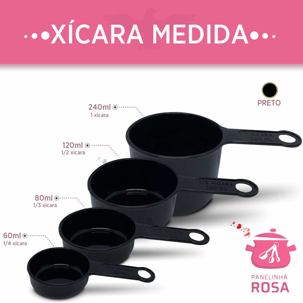 Xicara medida ou medidor na cor preta para a sua cozinha | Shopee Brasil