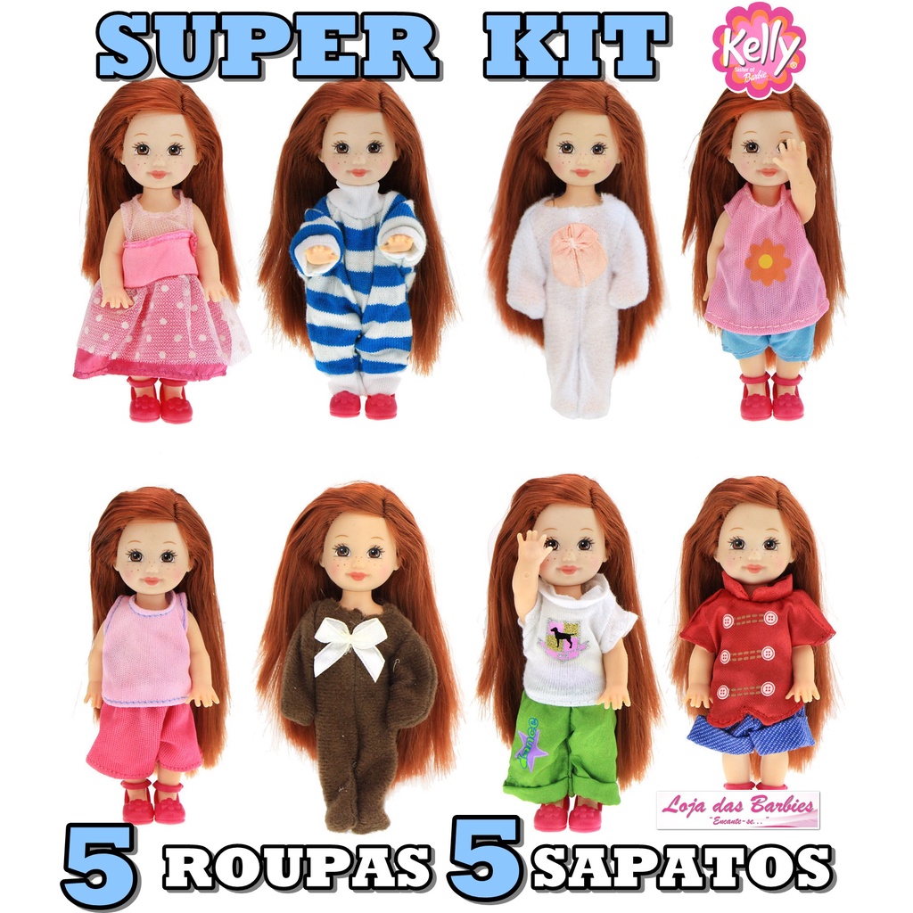 Kit De Sapatos Roupinhas Vestidos Para Boneca Barbie E Ken
