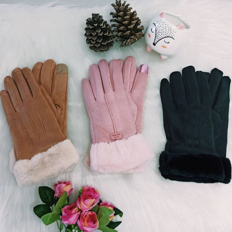 Luvas Femininas Aveludadas - Luvas para Frio de Pelucia - Luvas Moda ...