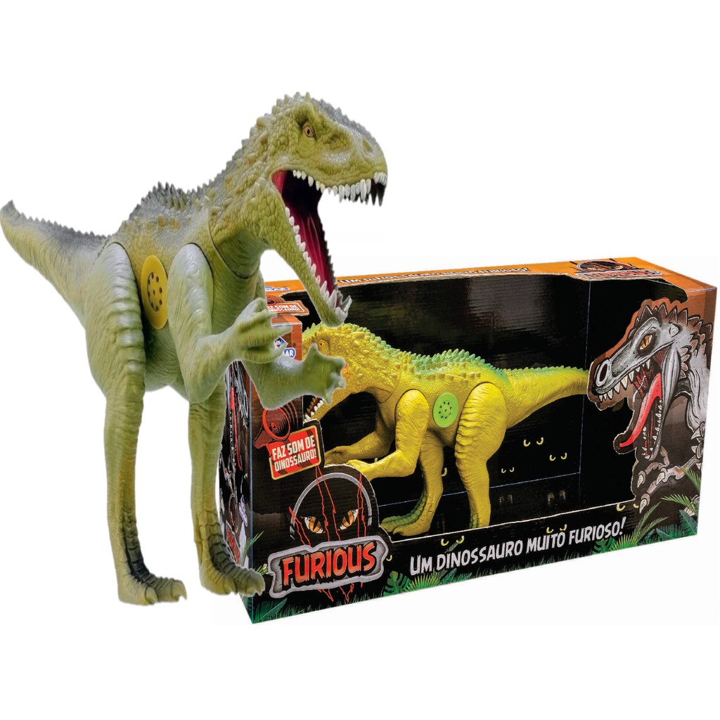 Dinossauro Furious Rex Grande 62cm Com Som + Grátis Tiranossauro