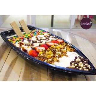 Barca Super Big Boat com Tampa para Delivery Sushi Lanches Açaí Praticpack - 1,5L 51x24,5x6,5cm - 5 Unidades