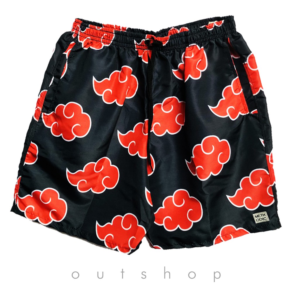 Kit conjunto 2 shorts anime naruto akatsuki nuvem moda verão praia com  bolsos feminino masculino - Preto