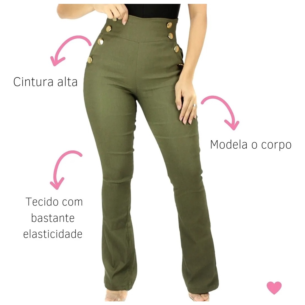 Calça Flare Com Botões – Estilo Das Divas, 55% OFF