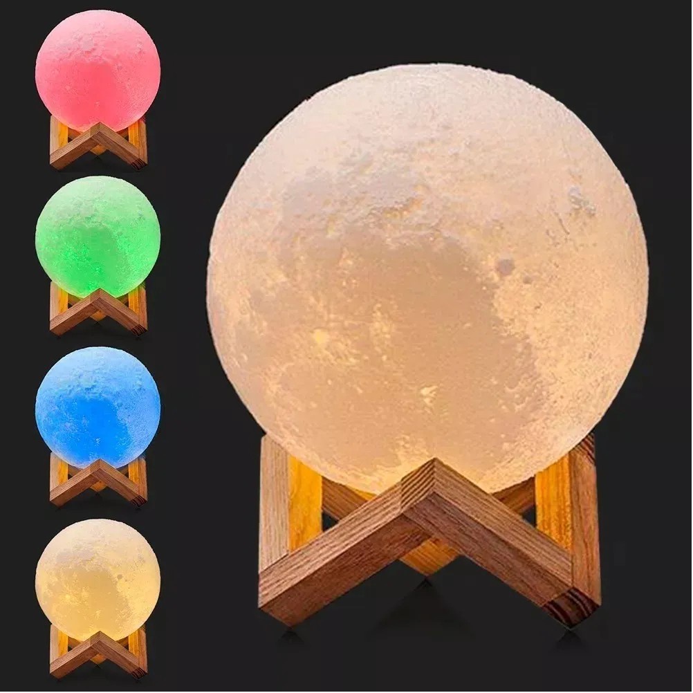 Luminária Lua Cheia Led Recarregável Cor Usb 15cm