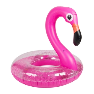 Boia Flamingo Rosa Grande com Glitter 90cm