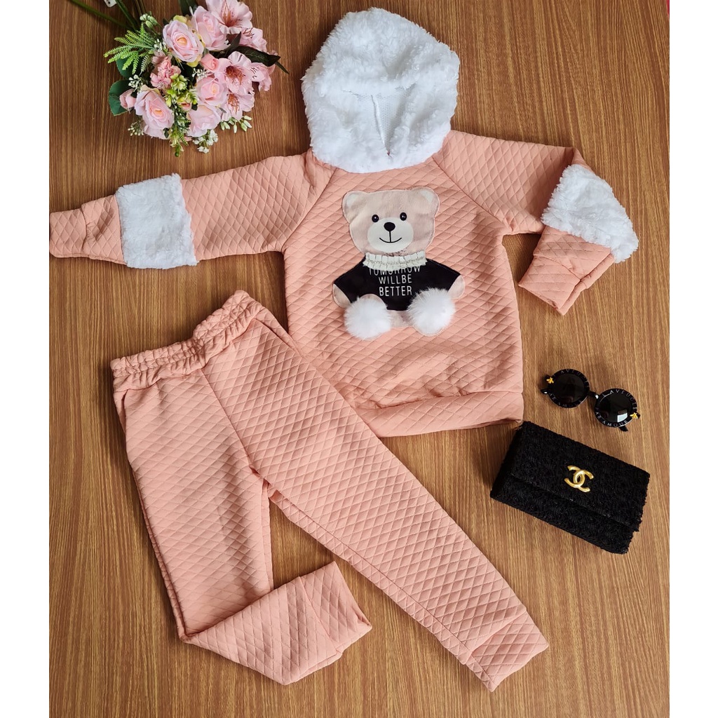 Conjunto de Frio Infantil de Menina com Capuz Moda Inverno Blogueirinha ...