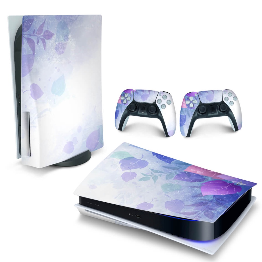 Skin PS5 Controle Playstation 5 Adesivo - Folhas Lilás - Escorrega