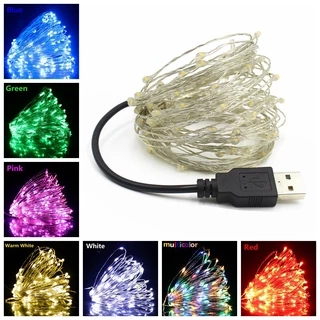 Luzes LED 2M 5M 10M USB Fada De Corda De Natal Fio De Prata De Casamento Garland Decoração De Festa