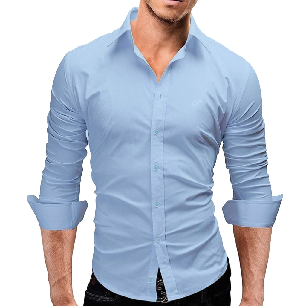 Camisa Social Slim Fit Masculino Algodão