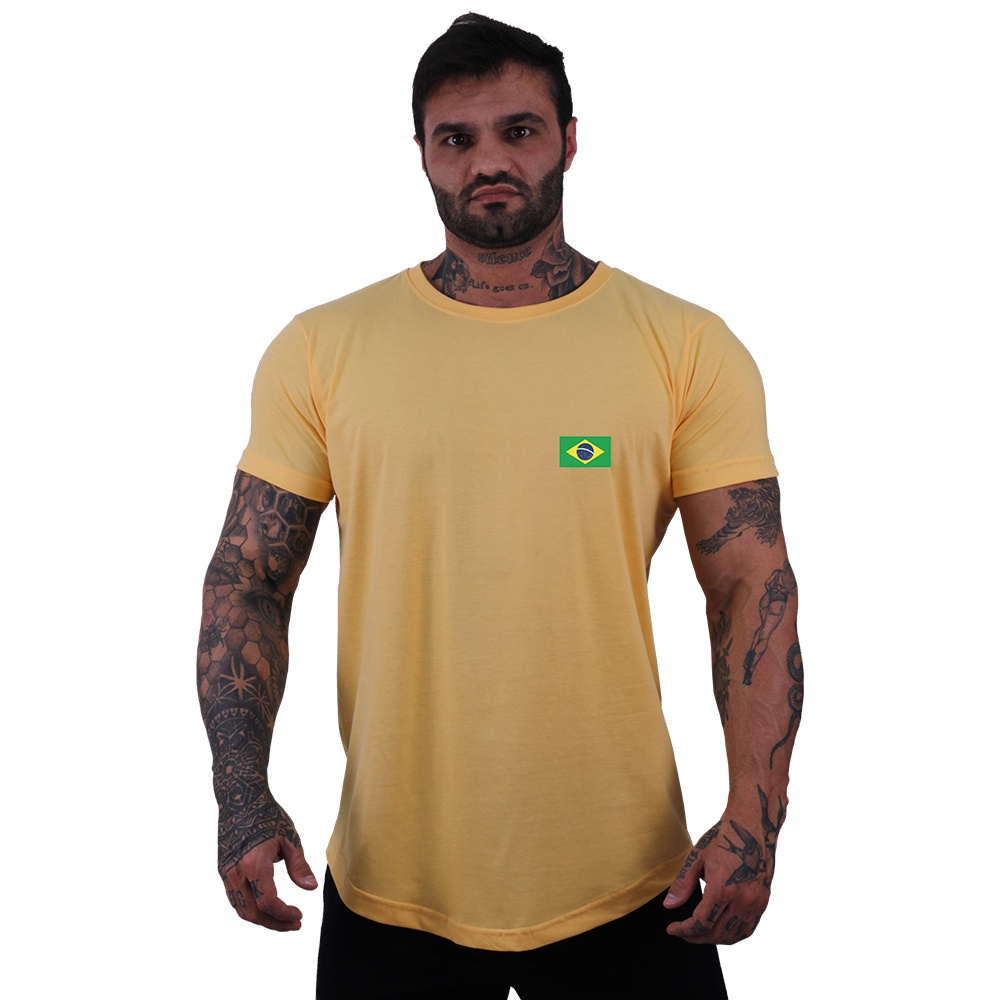 Camiseta Longline Masculina MXD Conceito Bandeira do Brasil