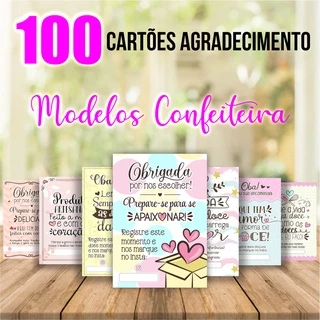 100 Cartões Agradecimentos Confeitaria (PROMOCIONAL) Folha SEM Corte