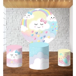 Trio Capas Cilindros + Painel Tecido Veste Fácil C/ Elástico Chuva de Amor
