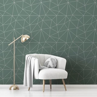 Papel de Parede Adesivo Zara A39 Geométrico Branco Verde 3m