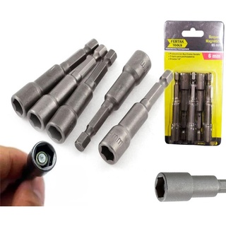 Kit Jogo Bits Soquete Magnetico Parafusadeira 6mm Fertak 5pc